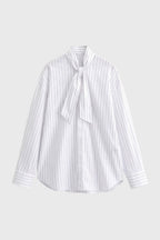 Blouse Women Striped Long Sleeve Loose Fit Ruffle Detail - Evergreen Outfits - Women Blouse