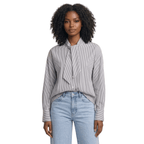 Blouse Women Striped Long Sleeve Loose Fit Ruffle Detail - Evergreen Outfits - Women Blouse