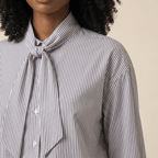 Blouse Women Striped Long Sleeve Loose Fit Ruffle Detail - Evergreen Outfits - Women Blouse