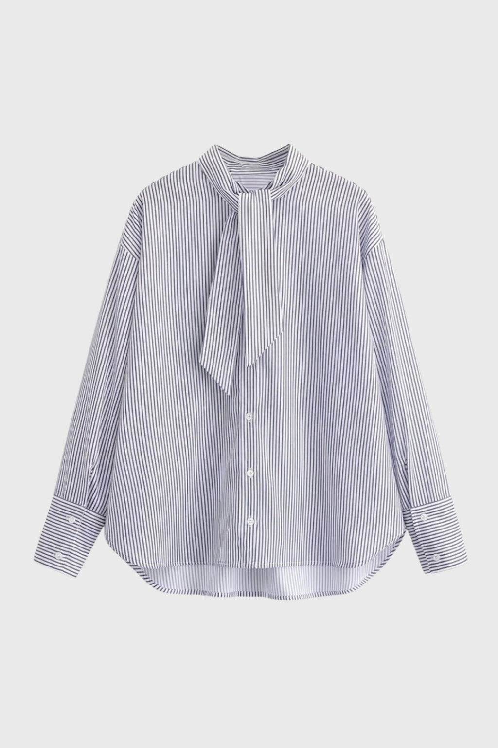 Blouse Women Striped Long Sleeve Loose Fit Ruffle Detail - Evergreen Outfits - Women Blouse