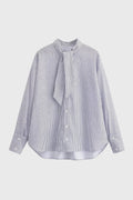 Blouse Women Striped Long Sleeve Loose Fit Ruffle Detail - Evergreen Outfits - Women Blouse