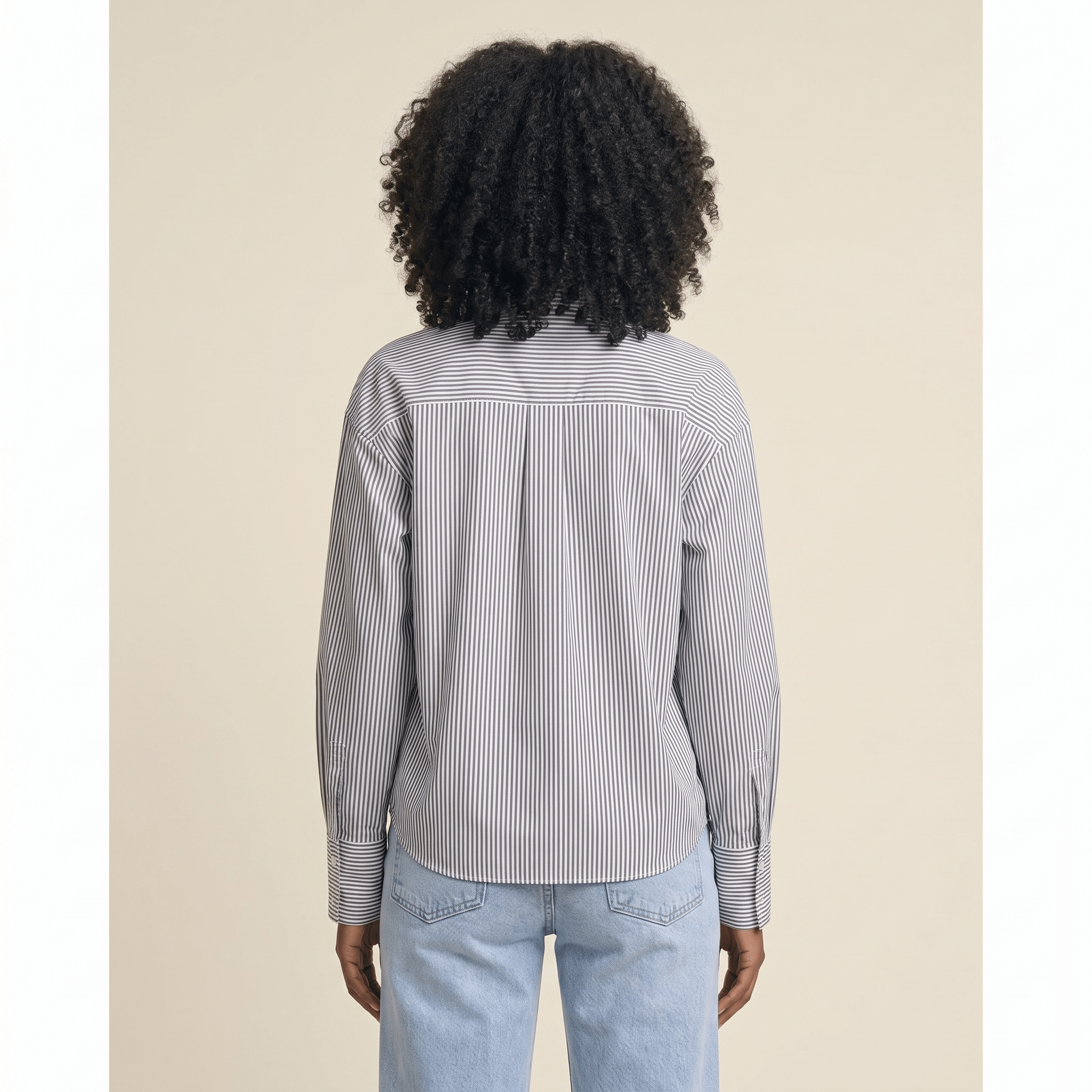 Blouse Women Striped Long Sleeve Loose Fit Ruffle Detail - Evergreen Outfits - Women Blouse