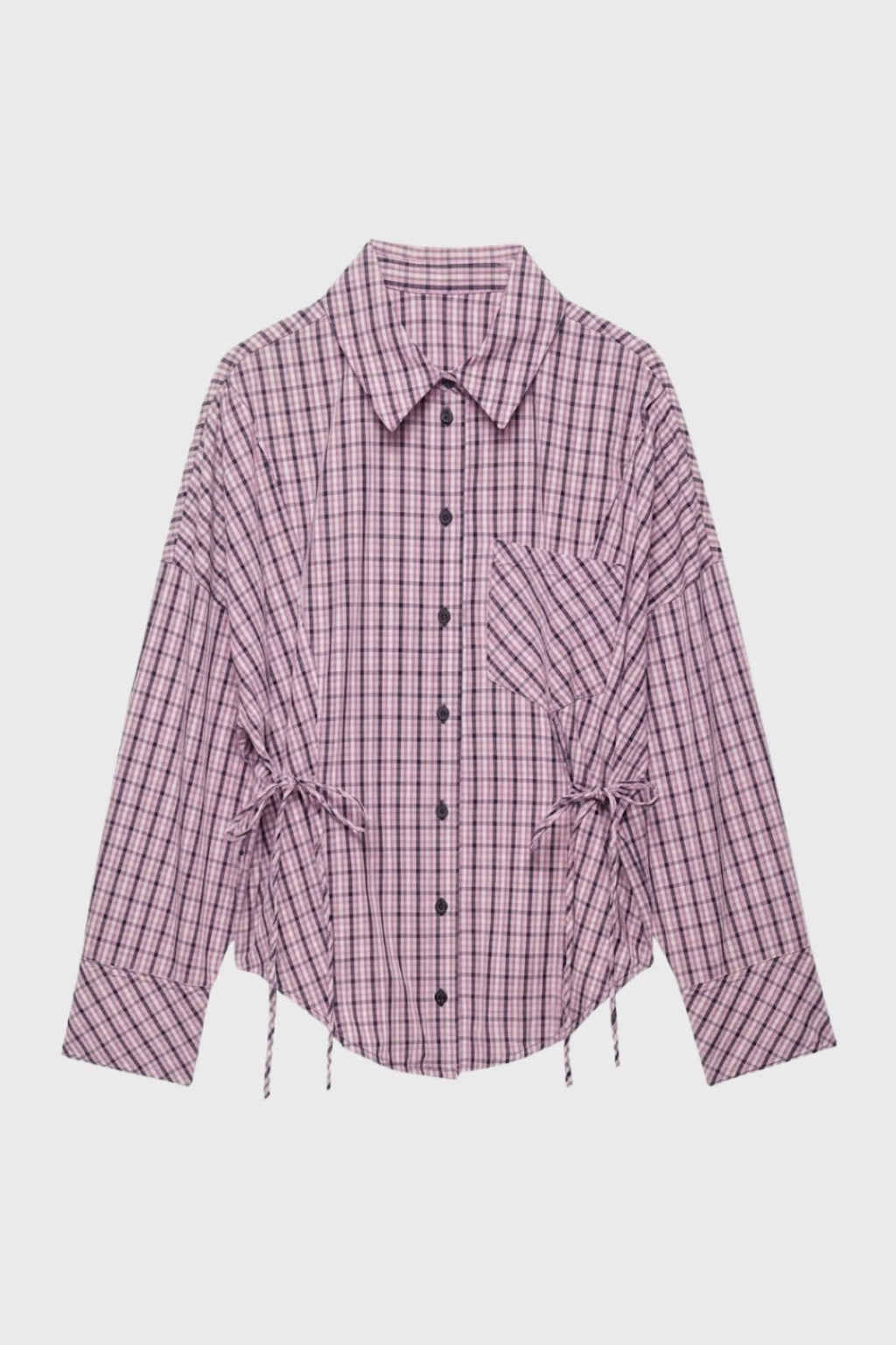 Blouse Women Tailored Fit Long Sleeve Checked Design - Evergreen Outfits - Women Blouse