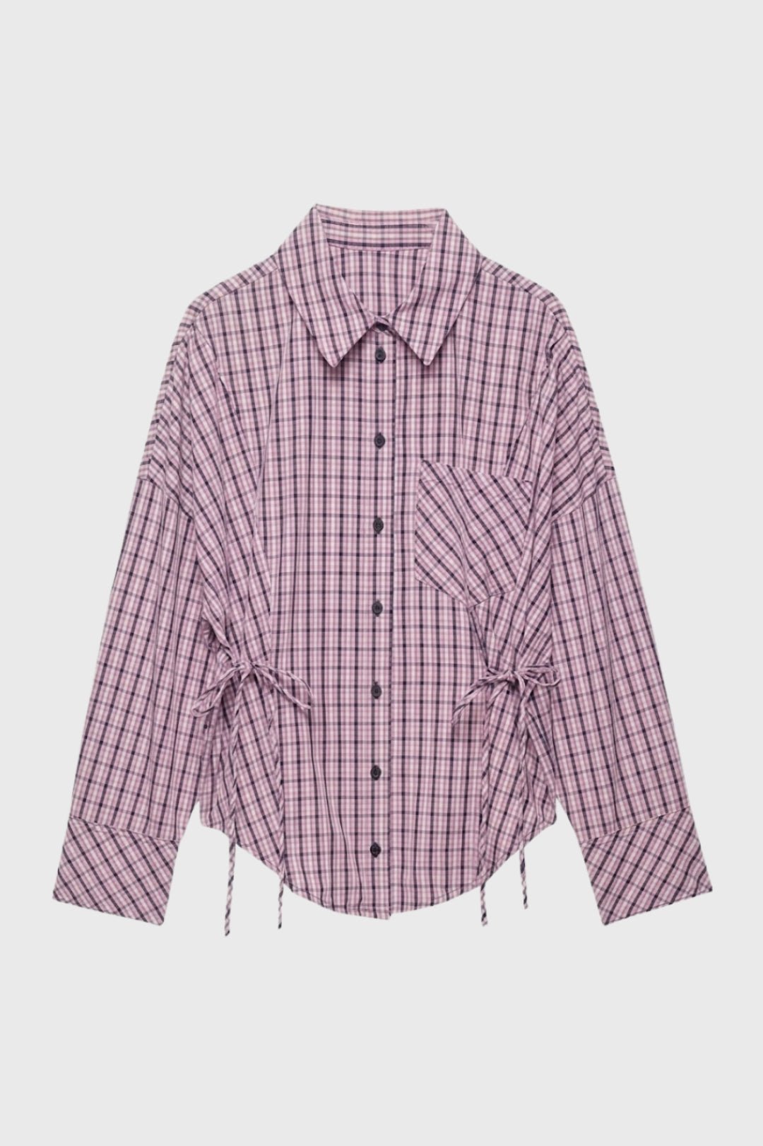 Blouse Women Tailored Fit Long Sleeve Checked Design - Evergreen Outfits - Women Blouse