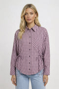 Blouse Women Tailored Fit Long Sleeve Checked Design - Evergreen Outfits - Women Blouse