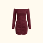 Bodycon Mini Dress Women Off Shoulder Neckline Detail - Evergreen Outfits - Women Mini Dress
