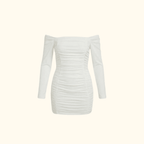 Bodycon Mini Dress Women Off Shoulder Neckline Detail - Evergreen Outfits - Women Mini Dress