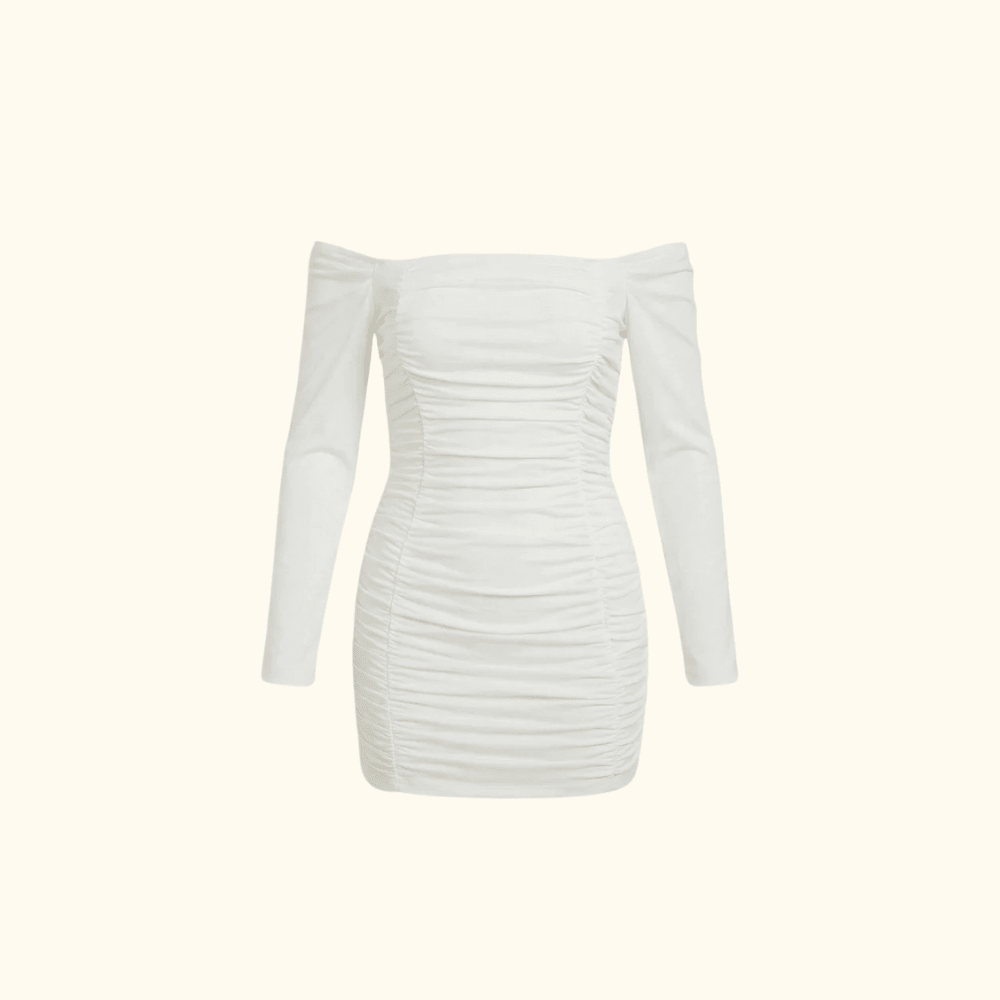 Bodycon Mini Dress Women Off Shoulder Neckline Detail - Evergreen Outfits - Women Mini Dress