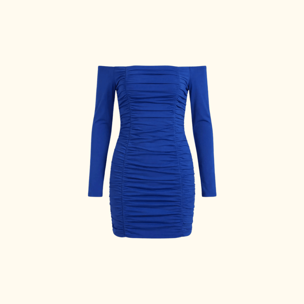 Bodycon Mini Dress Women Off Shoulder Neckline Detail - Evergreen Outfits - Women Mini Dress