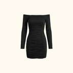Bodycon Mini Dress Women Off Shoulder Neckline Detail - Evergreen Outfits - Women Mini Dress