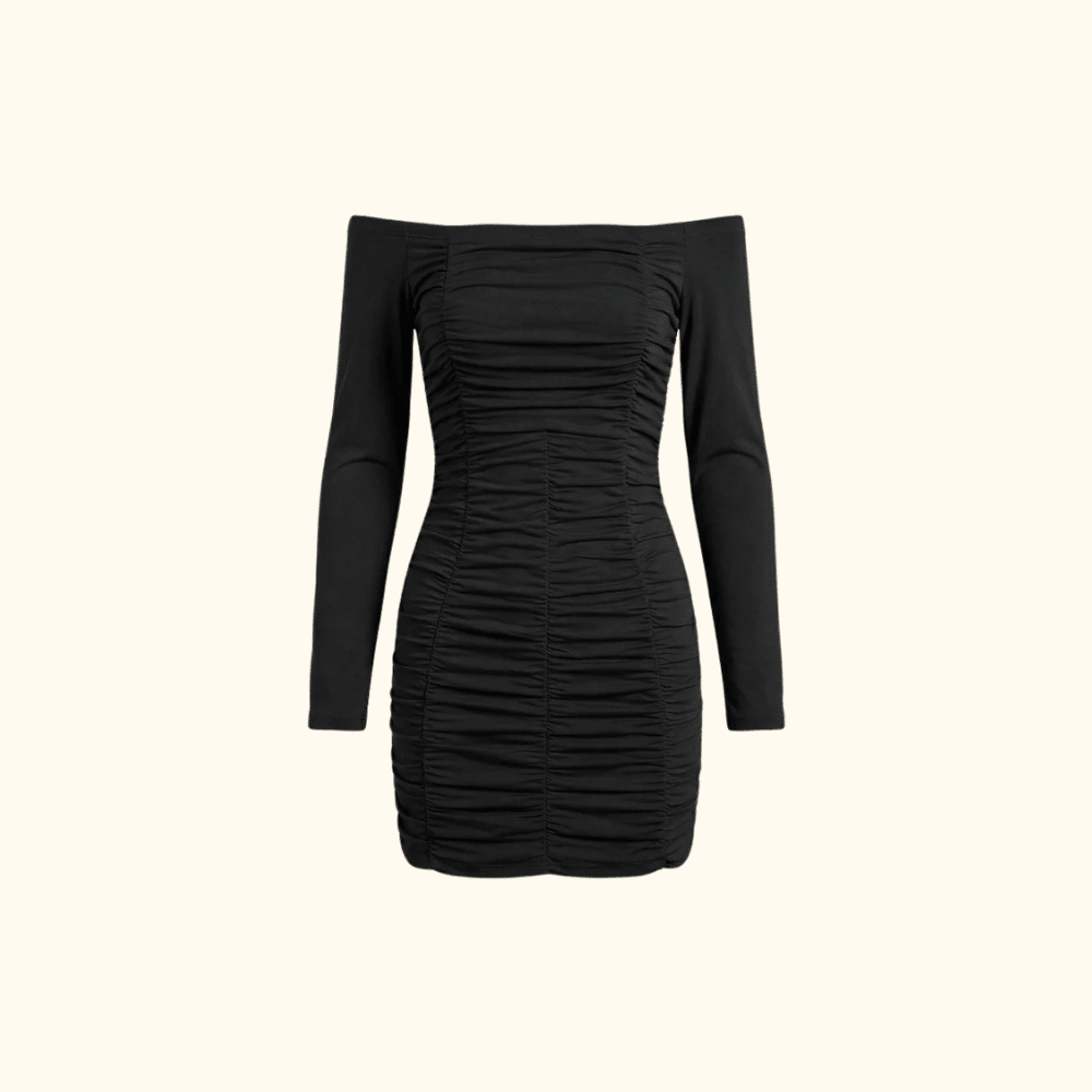 Bodycon Mini Dress Women Off Shoulder Neckline Detail - Evergreen Outfits - Women Mini Dress