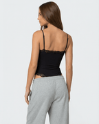 Bodysuit Women Lace Trim Adjustable Strap High Cut Fit - Evergreen Outfits - Women Bodysuit