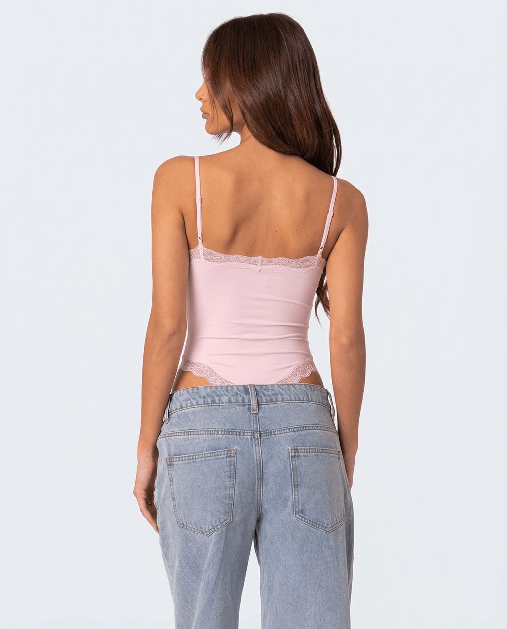 Bodysuit Women Lace Trim Adjustable Strap High Cut Fit - Evergreen Outfits - Women Bodysuit