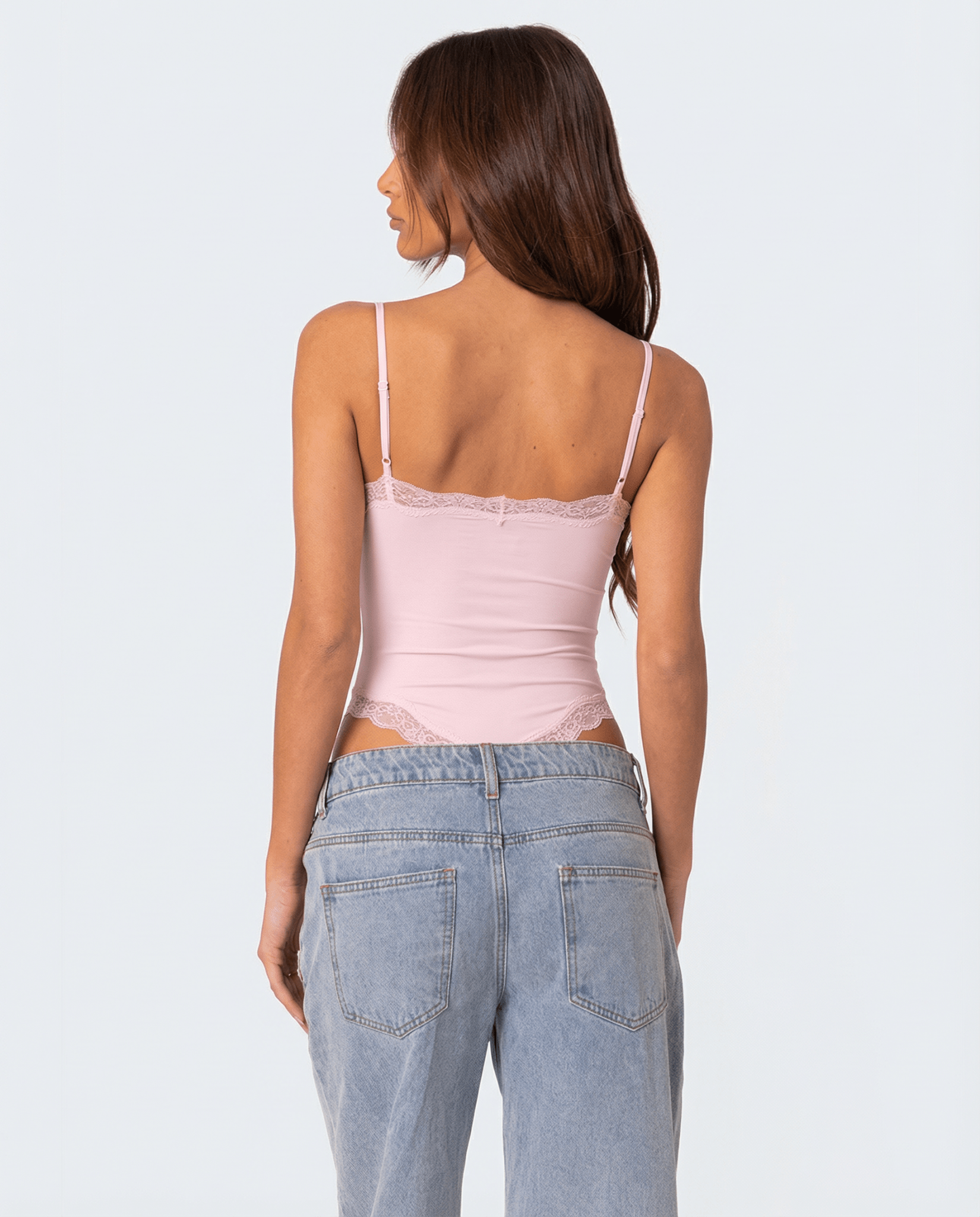 Bodysuit Women Lace Trim Adjustable Strap High Cut Fit - Evergreen Outfits - Women Bodysuit