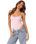 Bodysuit Women Lace Trim Adjustable Strap High Cut Fit - Evergreen Outfits - Women Bodysuit