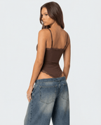 Bodysuit Women Lace Trim Adjustable Strap High Cut Fit - Evergreen Outfits - Women Bodysuit