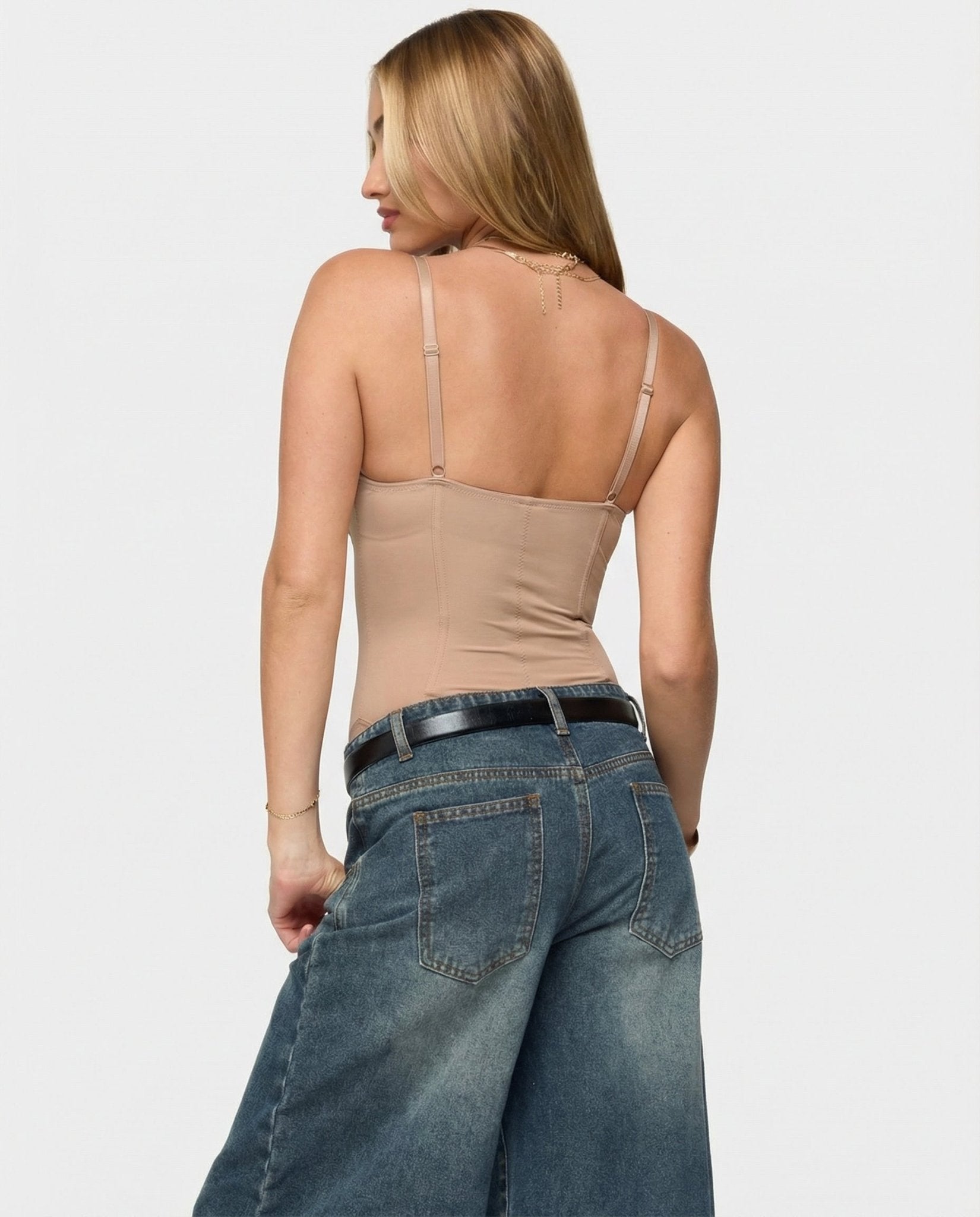 Bodysuit Women Sculpted Cups Waist Seam Strap Stretch - Evergreen Outfits - Women Bodysuit