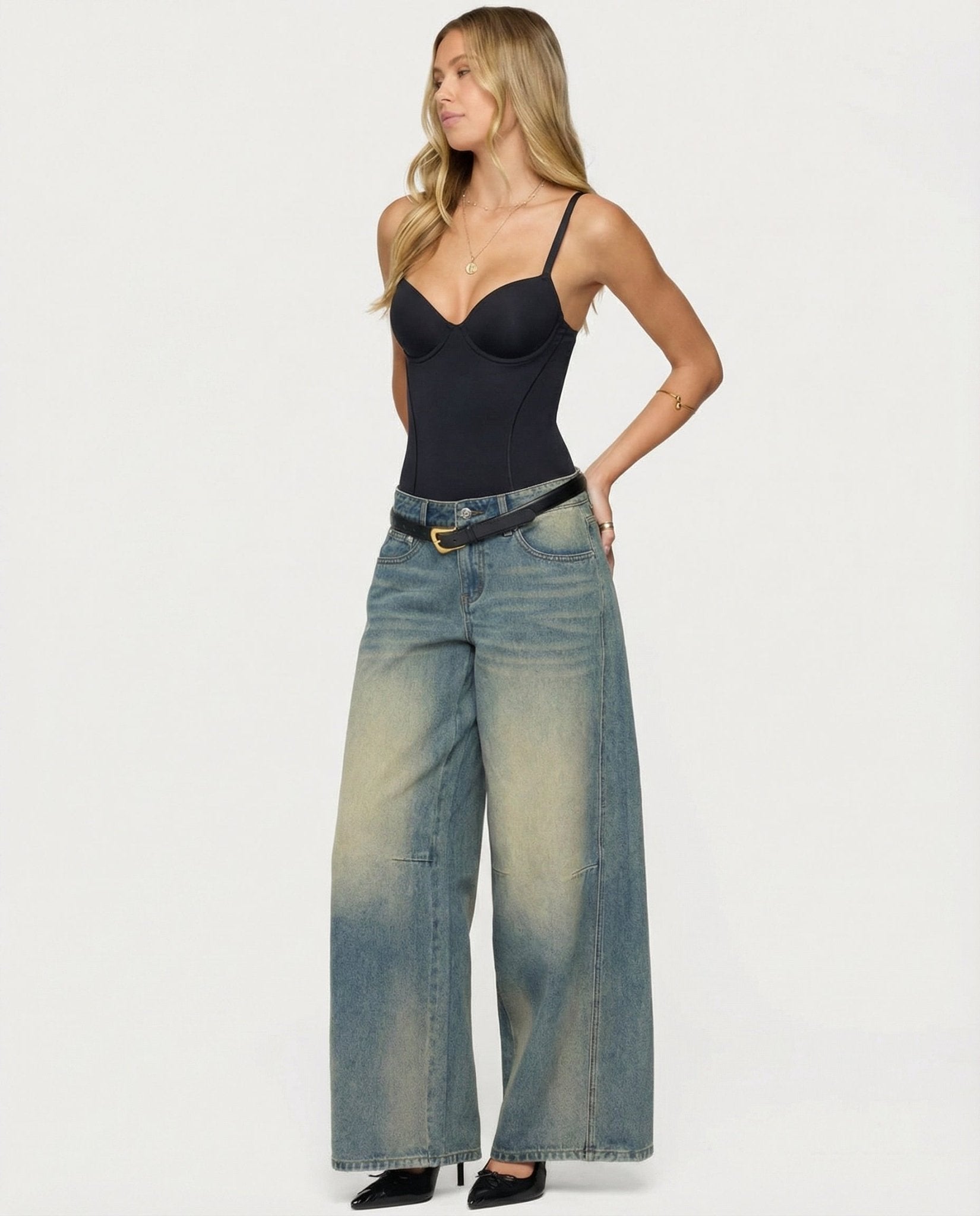 Bodysuit Women Sculpted Cups Waist Seam Strap Stretch - Evergreen Outfits - Women Bodysuit