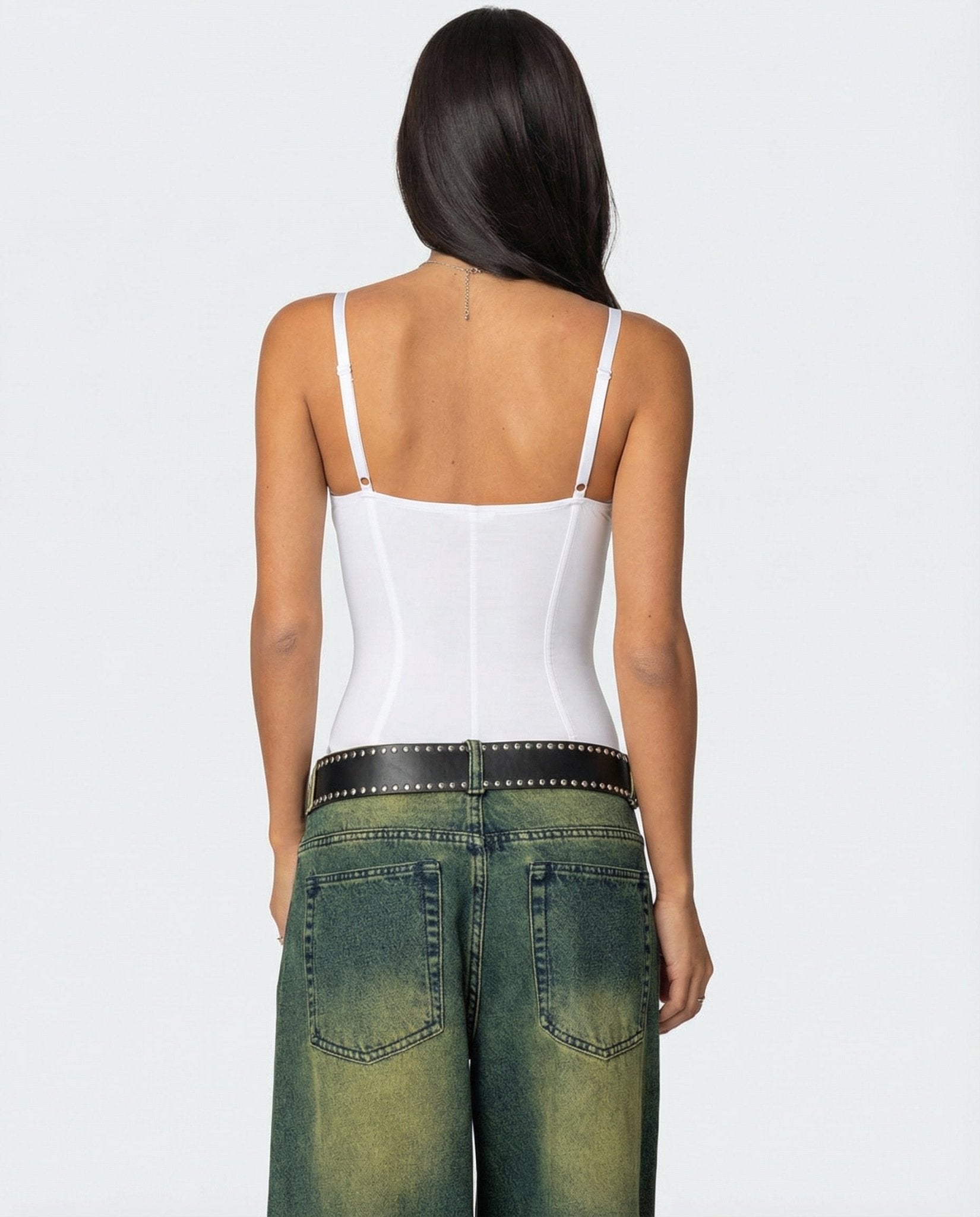 Bodysuit Women Sculpted Cups Waist Seam Strap Stretch - Evergreen Outfits - Women Bodysuit