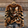 Women Sweater | Oversized Fit with Cat Photographic Print