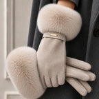 Women Gloves | Faux Fur Cuffed Full-Finger Winter Design
