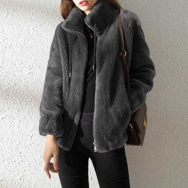 Women Jacket | Stand Collar Zip-Up with Drawstring Hood
