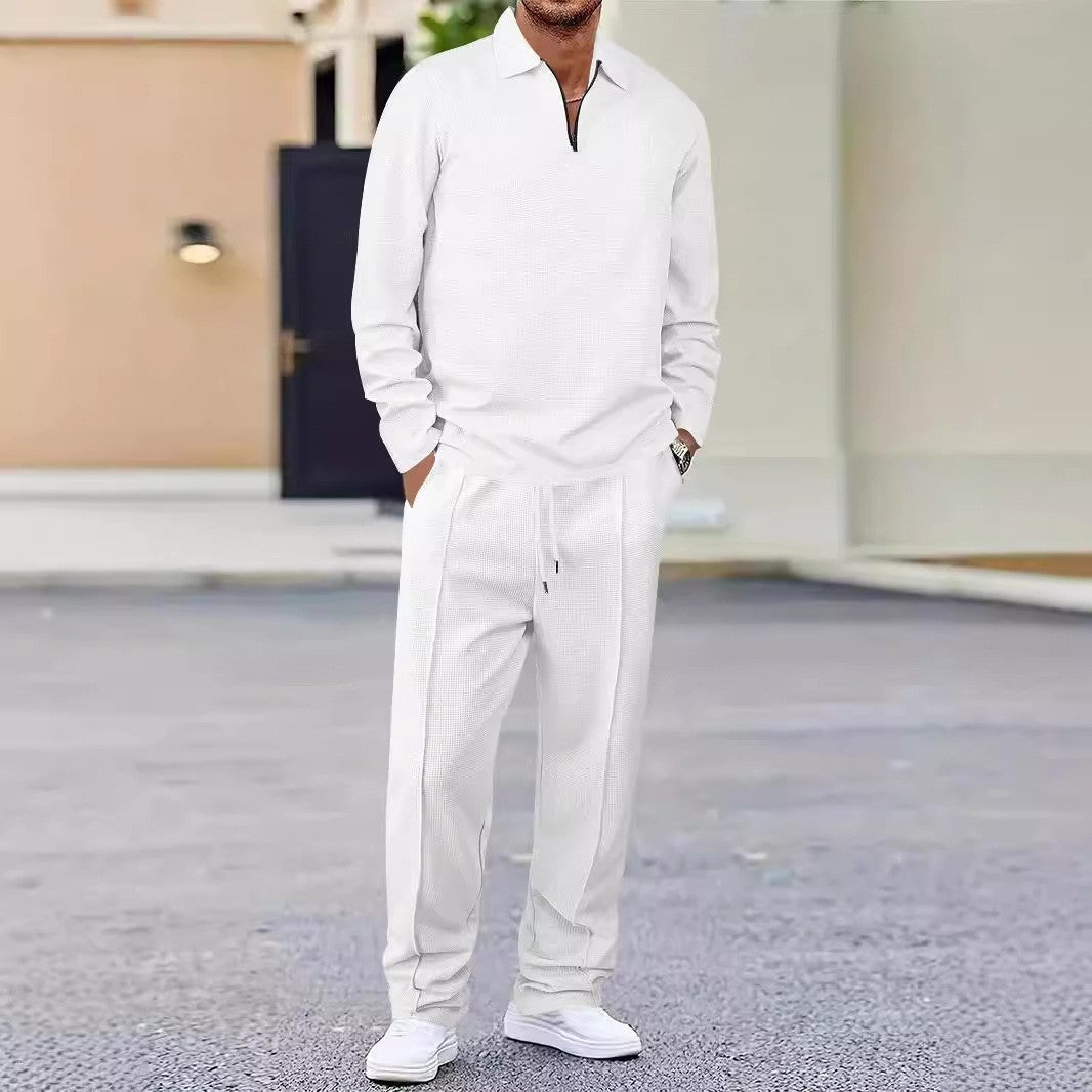 Men's Set | Zip Collar Top and Straight Leg Trousers