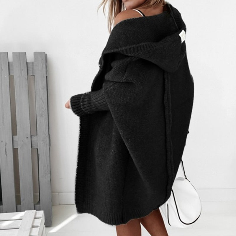 Women Cardigan | Hooded Open Front Long Cut Coverage