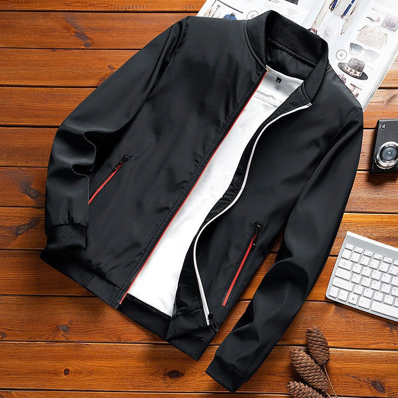 Men Jacket | Fleece-Lined Bomber with Contrast Piping