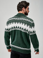 Men Cardigan | Shawl Collar Fair Isle Pattern Button Front