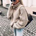 Women Sweater | Oversized Chunky Knit Turtleneck Design