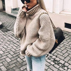 Women Sweater | Oversized Chunky Knit Turtleneck Design