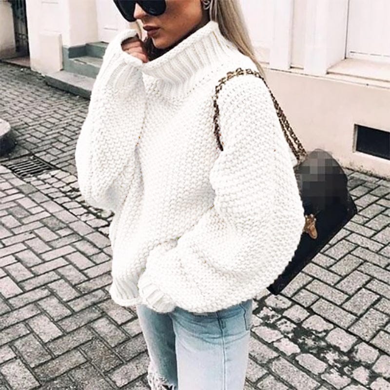 Women Sweater | Oversized Chunky Knit Turtleneck Design
