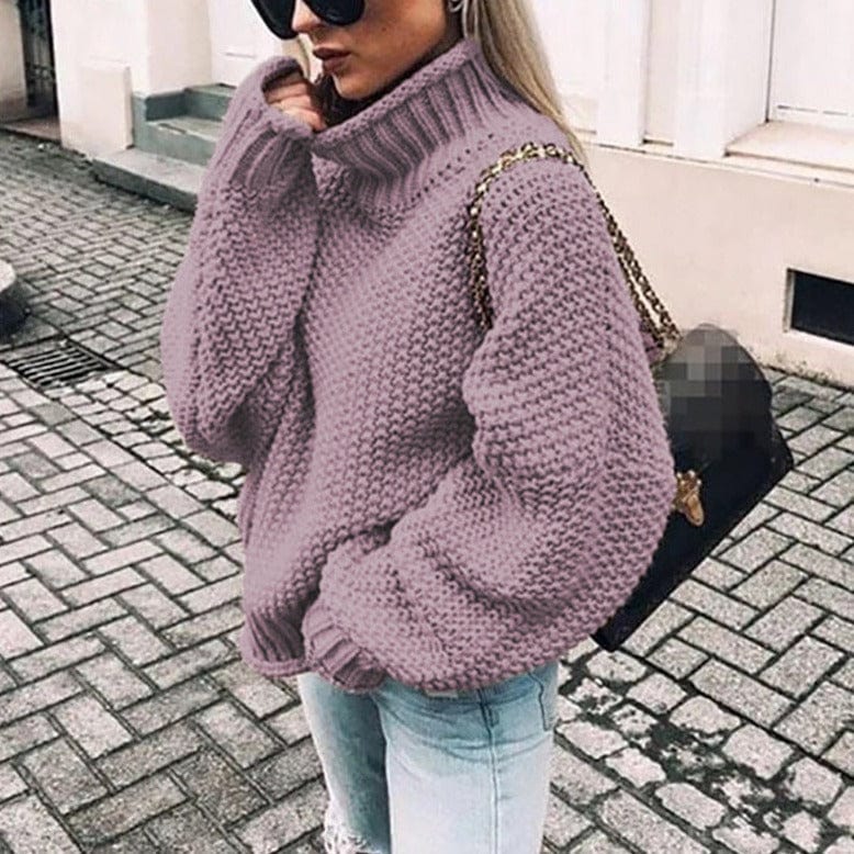 Women Sweater | Oversized Chunky Knit Turtleneck Design