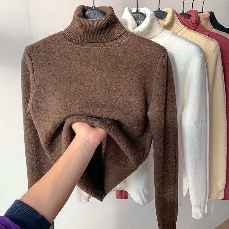 Women Sweater | High Collar Pullover with Internal Lining