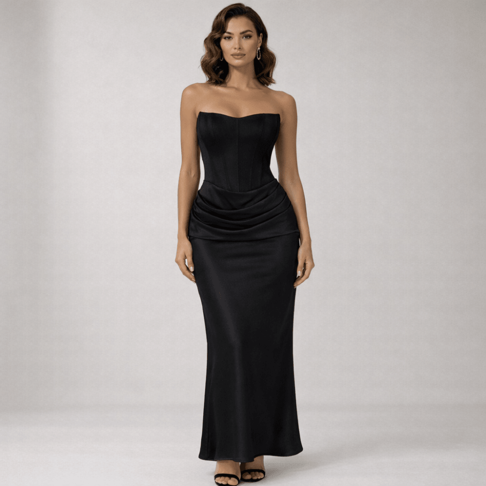 Corset Maxi Dress Women Strapless Bustier Bodice - Evergreen Outfits - Women Maxi Dress