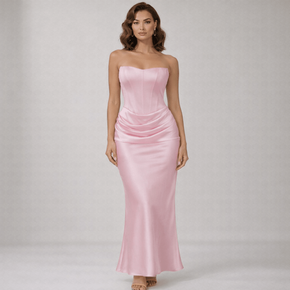 Corset Maxi Dress Women Strapless Bustier Bodice - Evergreen Outfits - Women Maxi Dress