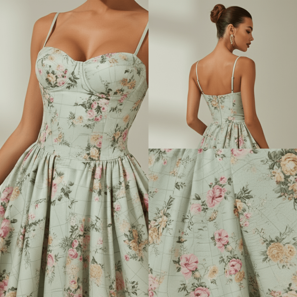 Corset Midi Dress Women Sweetheart Neckline Design - Evergreen Outfits - Women Midi Dress
