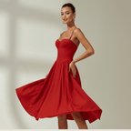 Corset Midi Dress Women Sweetheart Neckline Design - Evergreen Outfits - Women Midi Dress