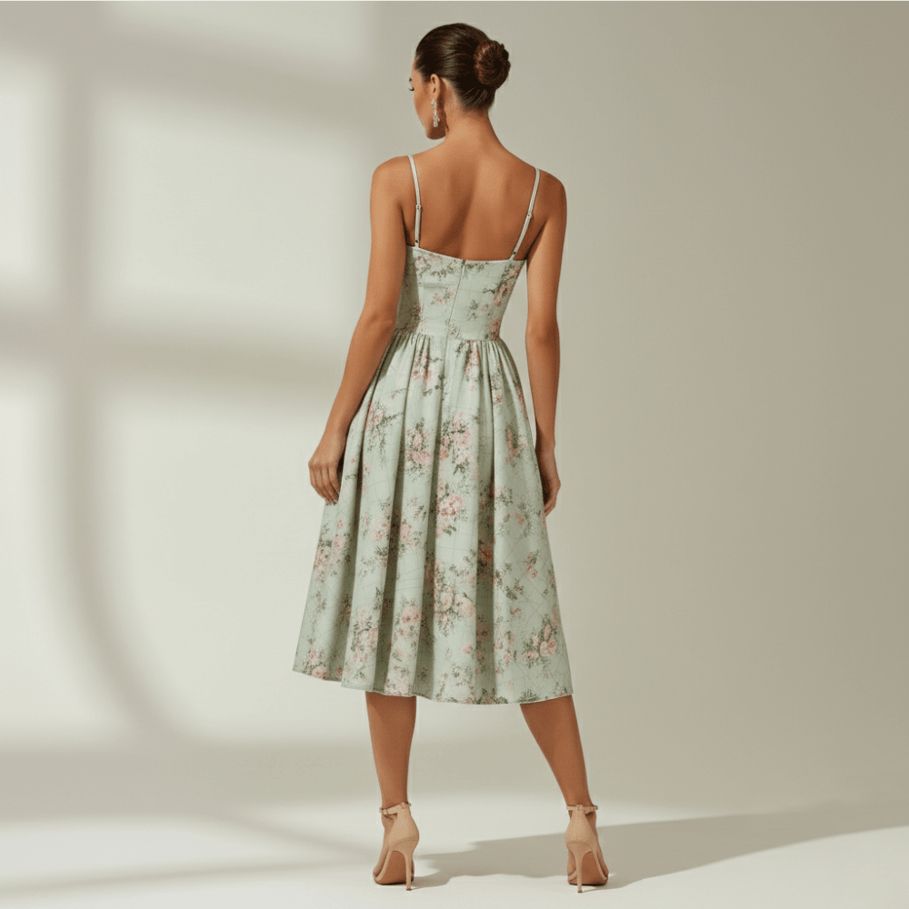 Corset Midi Dress Women Sweetheart Neckline Design - Evergreen Outfits - Women Midi Dress