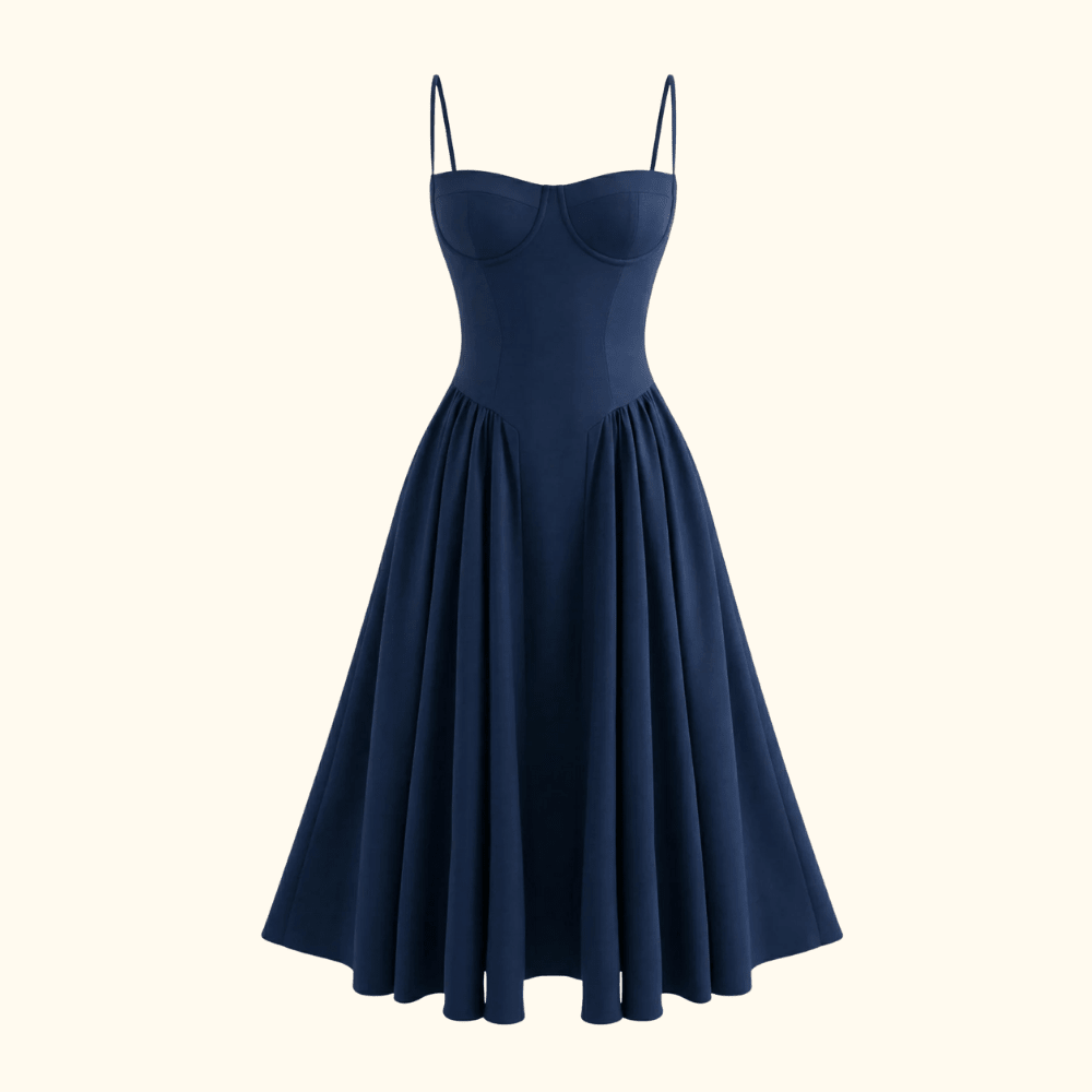 Women's Corset Sweetheart Midi Dress Evergreen Outfits Pink / M Women's Corset Sweetheart Midi Dress Evergreen Outfits Pink / M