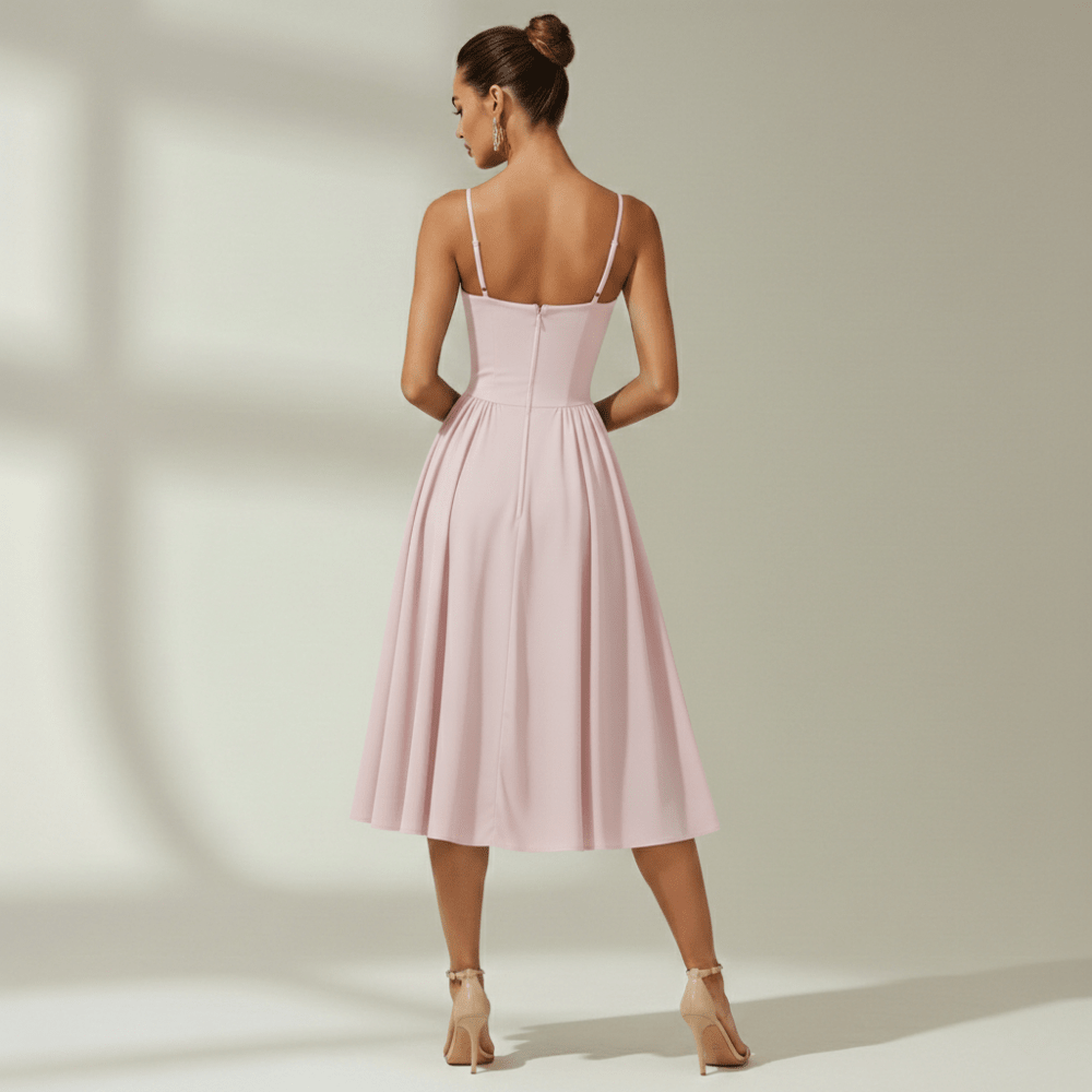 Corset Midi Dress Women Sweetheart Neckline Design - Evergreen Outfits - Women Midi Dress