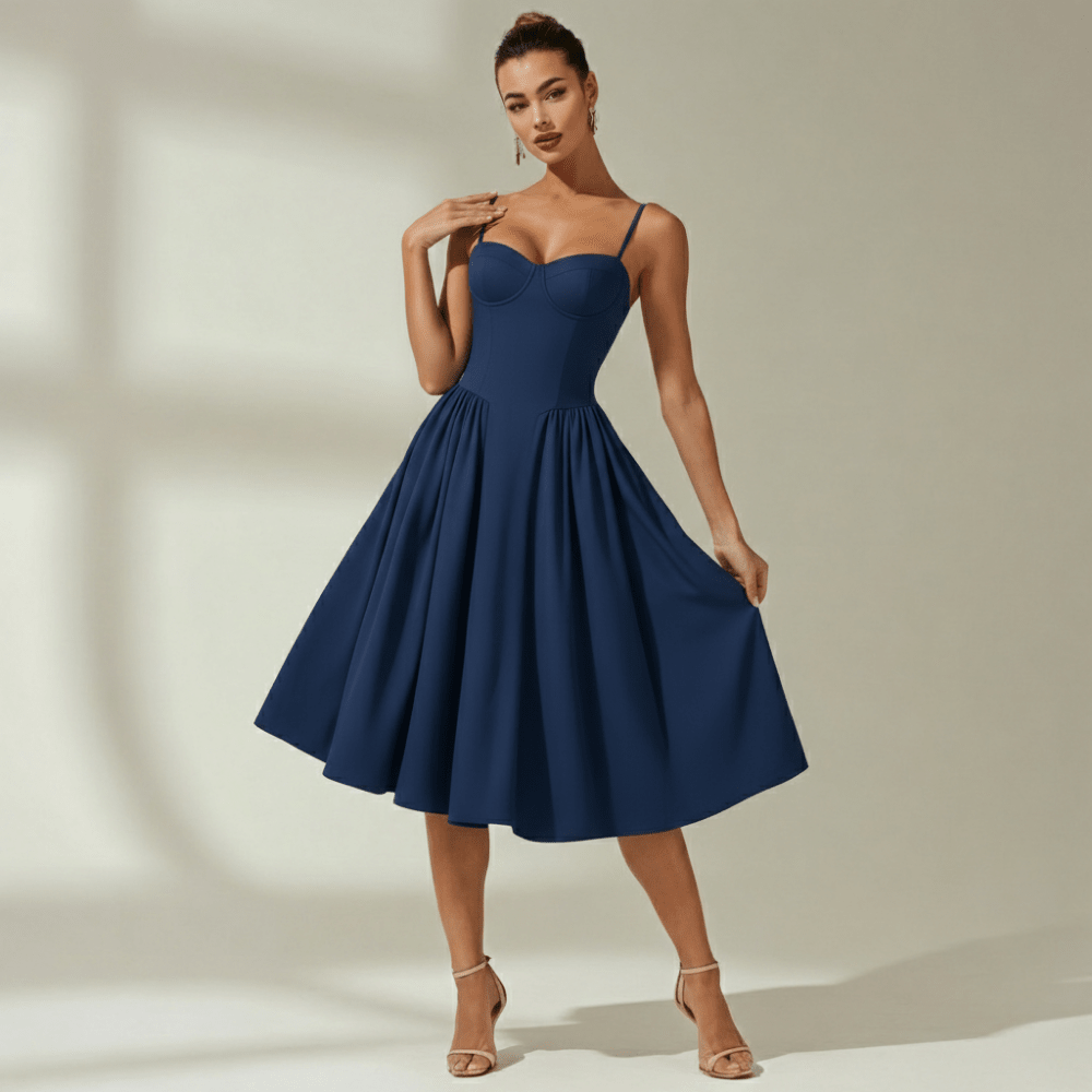 Corset Midi Dress Women Sweetheart Neckline Design - Evergreen Outfits - Women Midi Dress