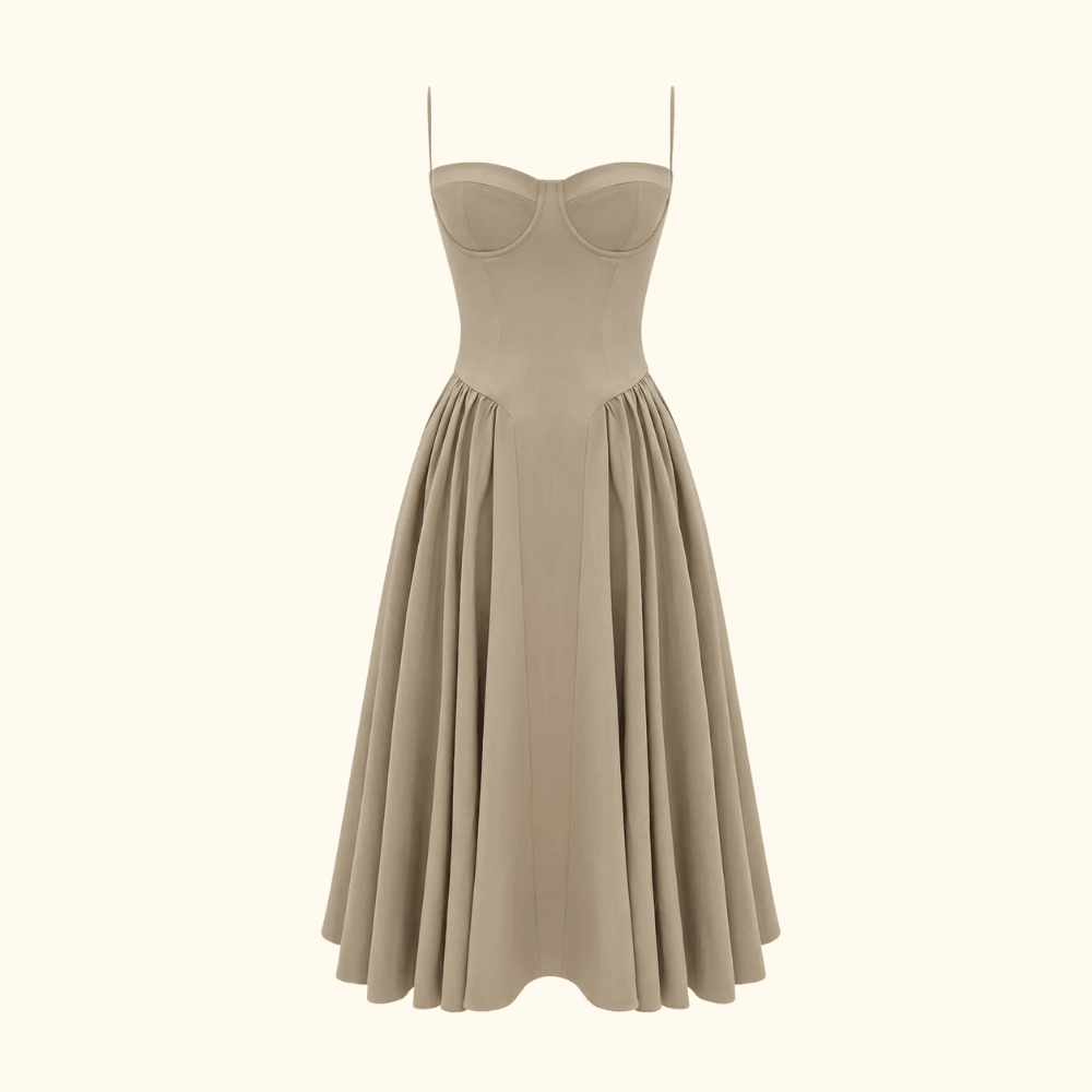 Corset Midi Dress Women Sweetheart Neckline Design - Evergreen Outfits - Women Midi Dress