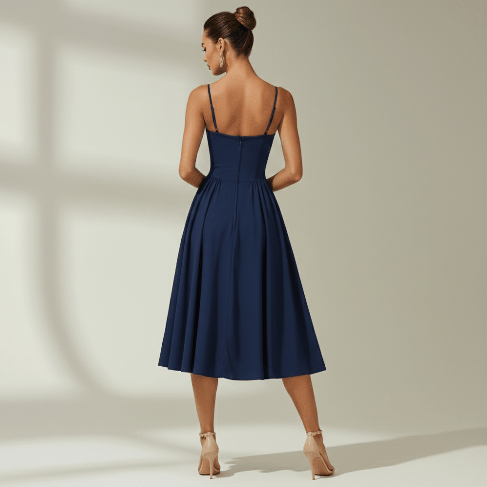Corset Midi Dress Women Sweetheart Neckline Design - Evergreen Outfits - Women Midi Dress