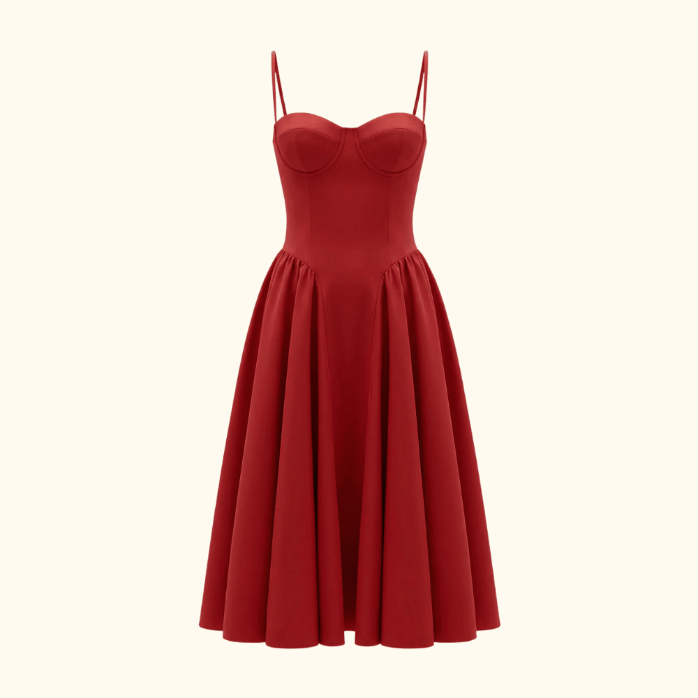 Corset Midi Dress Women Sweetheart Neckline Design - Evergreen Outfits - Women Midi Dress