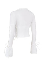 Corset Top Women Long Sleeve Lace Up Deep Neckline - Evergreen Outfits - Women Top