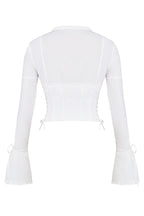 Corset Top Women Long Sleeve Lace Up Deep Neckline - Evergreen Outfits - Women Top