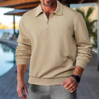 Men Sweater | Quarter-Zip Turtleneck with Geometric Knit Pattern