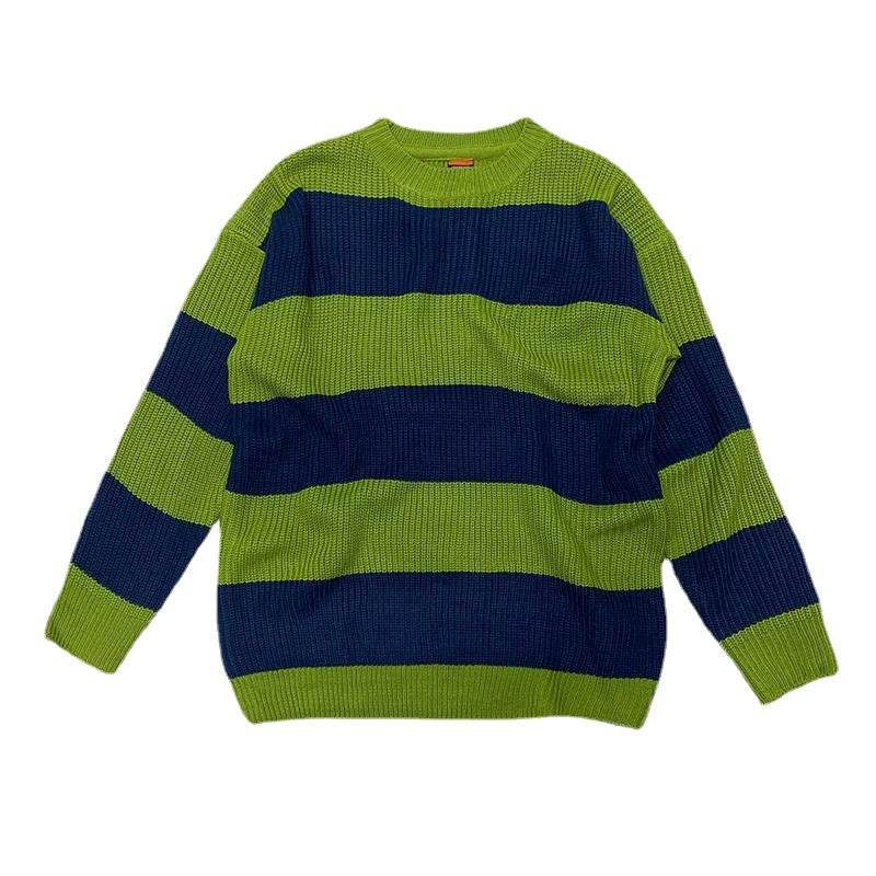 Men Sweatshirt | Oversized Crew Neck Colour Block Stripe Fit
